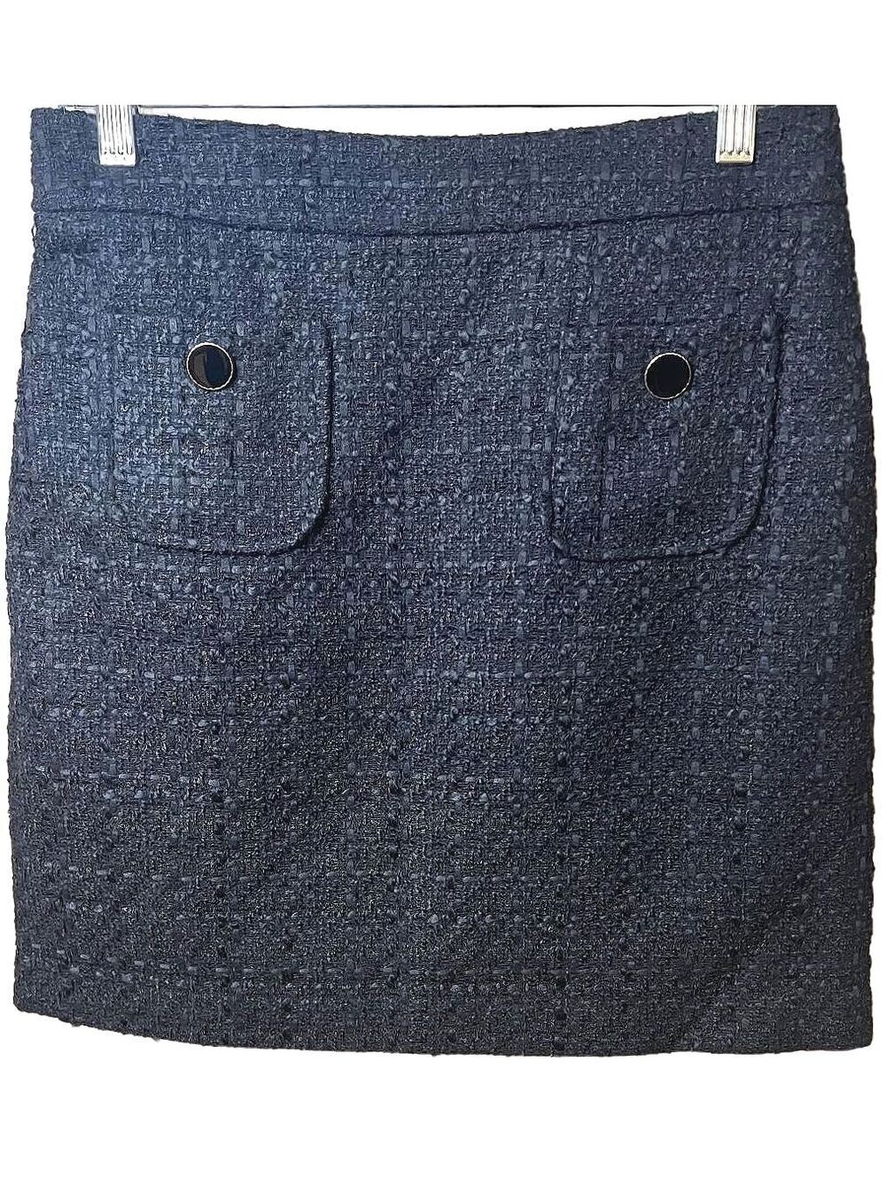 Maison d’Amélie Black Tweed Mini Skirt Size 2 Pocket Grommet Preppy